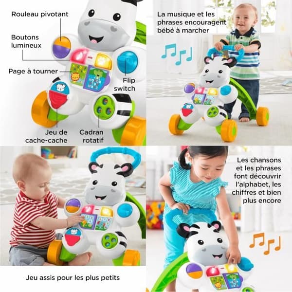 Fisher-Price - Min Talende Zebra Gåvogn - Baby Gåvogn - 6 måneder og ældre DLD96
