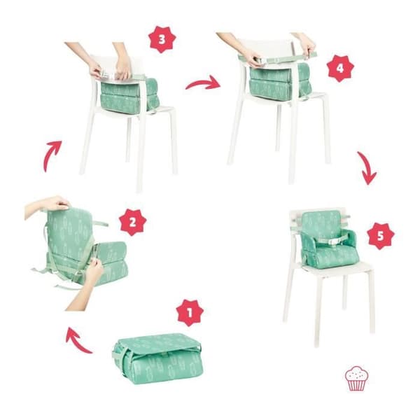 Badabulle Nomad Booster Seat - Kompakt Foldbar - Universal - Fra 6 til 36 måneder, Bjørn