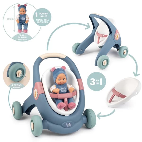 SMOBY Little Walker klapvogn 3-i-1 klapvogn + babydukke