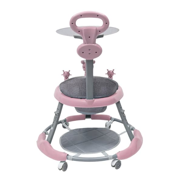 Justerbar Babywalker, Integreret Legesektion, 7 Højdejusteringer,Lyserød