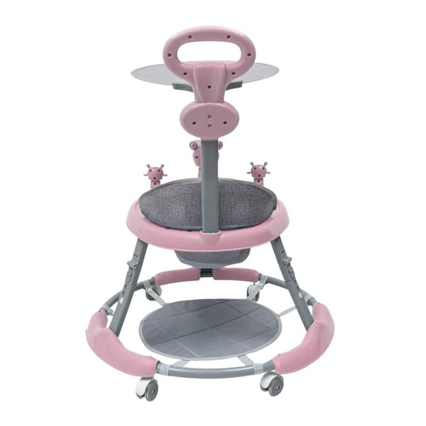 Justerbar Babywalker, Integreret Legesektion, 7 Højdejusteringer,Lyserød