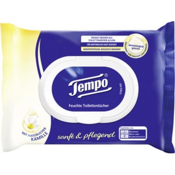 Tempo Soft &amp; Pure Toilet Våtservetter, Aloe Vera 0,000000 Svart