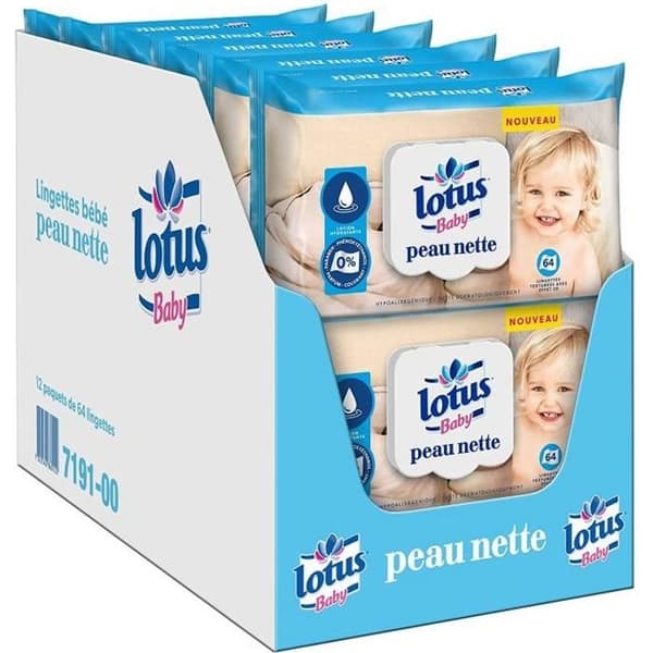 lotus Baby 7322540860122 - KVM SWITCH - Clear Skin - Babyservett - 12 förpackningar med 64 våtservetter