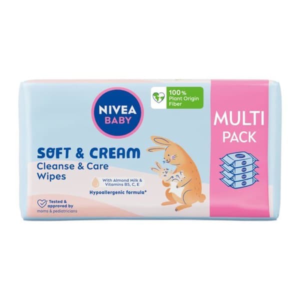 Nivea baby våtservetter biologiskt nedbrytbara Soft - Cream Ekonomiskt emballage, 4 x 57 st