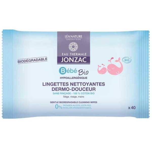 Jonzac Baby Organic Dermo-Gentle Cleansing Wipes 40 våtservetter