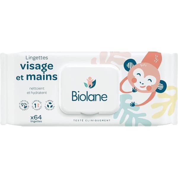 Baby wipes for face and hands - Biolane - Pack of 12 - 768pcs - Hypoallergenic - Made in France