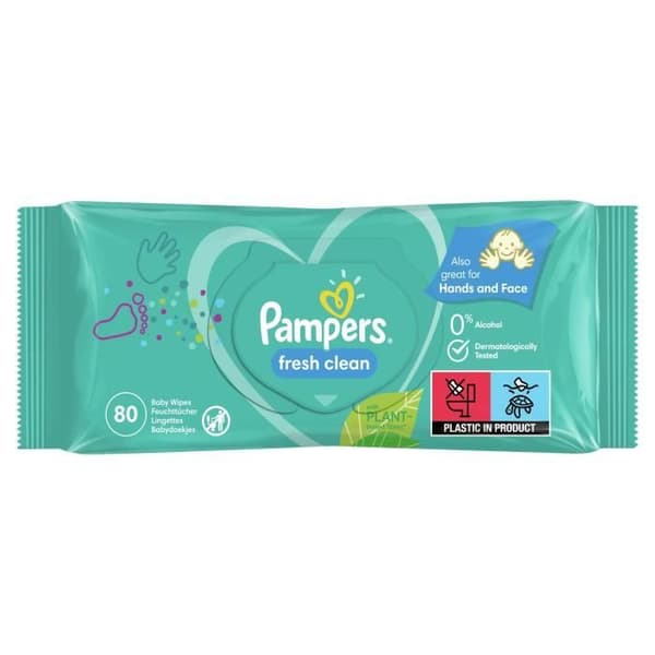 PAMPERS Baby Wipes - FRESHCLEAN - Förpackning med 1 x 80 våtservetter
