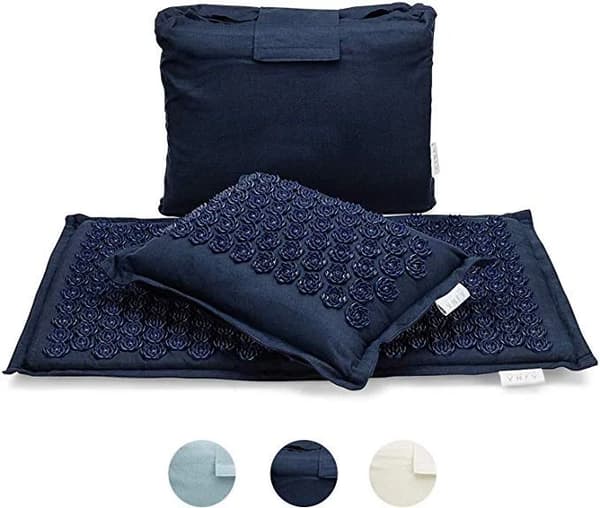 Spike Mat Akupressurmåtte, ABS + Bomuldsmateriale, Tykkelse 10 mm, Inkluderer Massagepude,Marineblå sæt