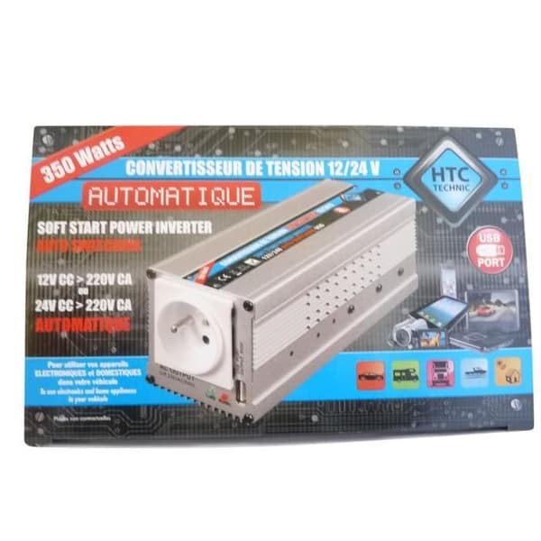 HTC Converter 12/24 V Automatisk 220/240 V 350 W USB 0,5 A