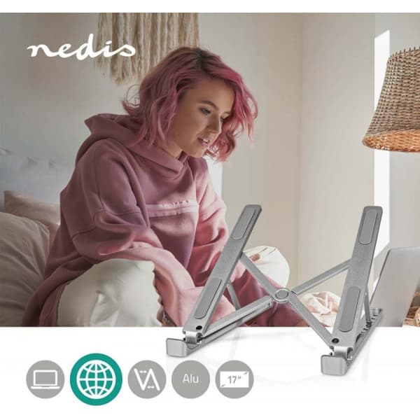 Nedis laptopstander, sølv