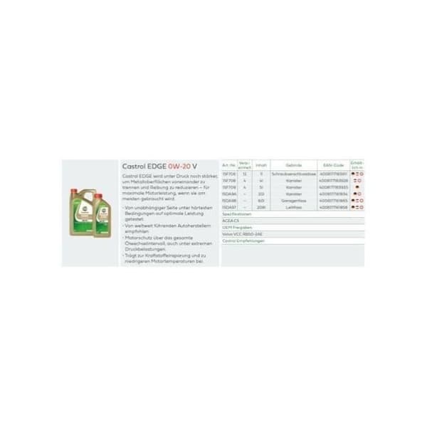Motorolja - CASTROL - EDGE 0W-20 V - 1L