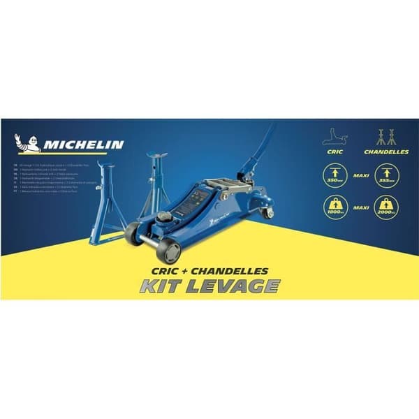 Hydraulisk domkraft - MICHELIN - 9558 - Lyftkapacitet: 1800 kg - Lyfthöjd: 105mm till 350mm.