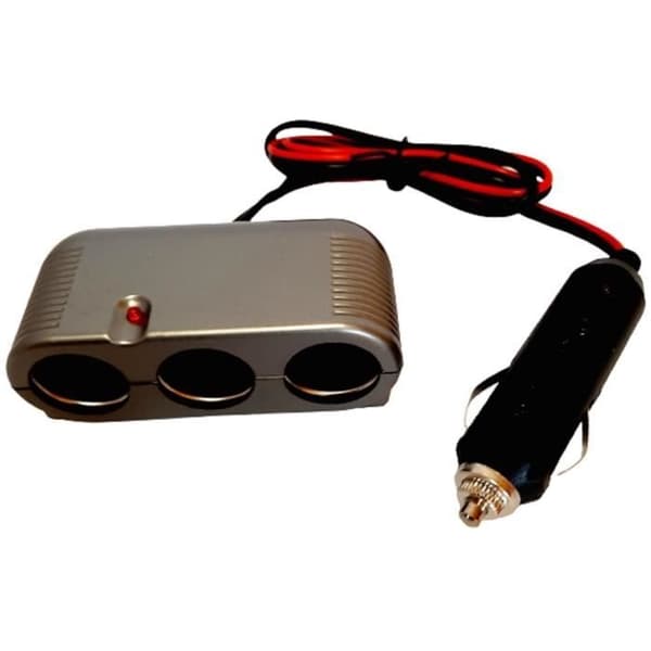 Trippelt 12/24V cigarettändaruttag - HTC UTRUSTNING - Med kraftigt uttag och 80 cm röd kabel