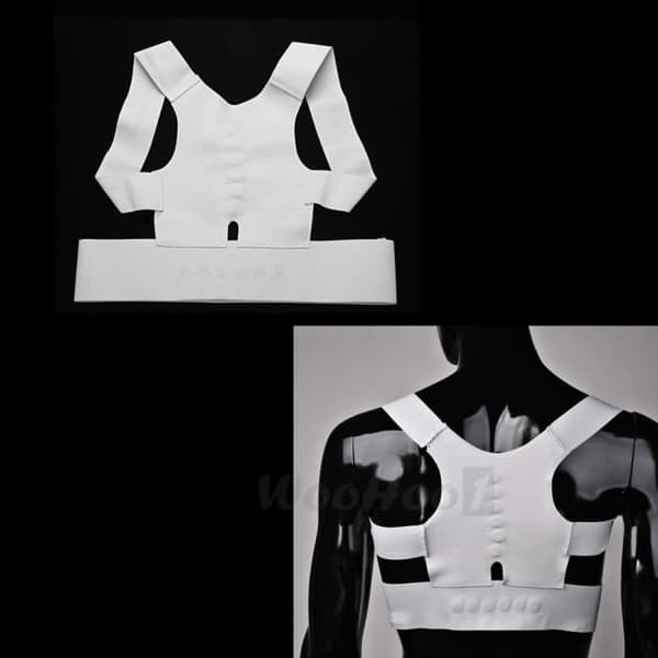 Posture Korrigerande Bälte - Magnetisk Väst - 120cm - Smärtlindring - 12 Magneter - Vit