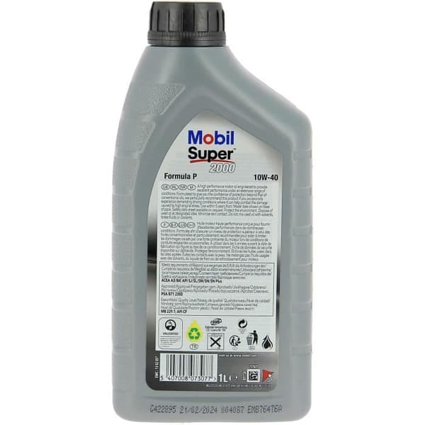 Motoroljekanna - MOBIL - S2000 10W40 Formula-P - 1 L - 4 säsonger