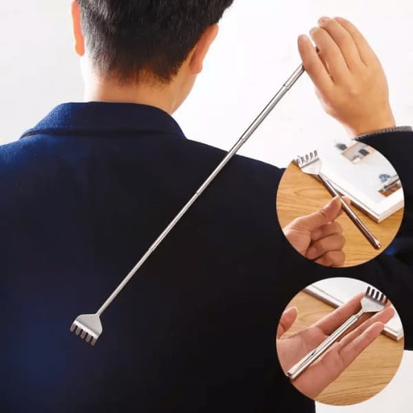 Telescopic Back Scratcher - 15 cm / 50 cm udfoldet Sølv