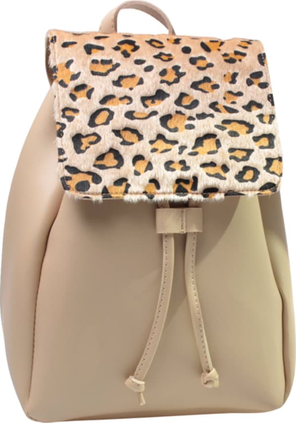 Beige rygsæk med leopardmønster