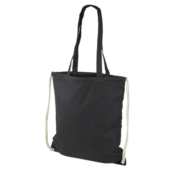 Bullet Eliza taske med snor i bomuld Solid Black 38 x 42 cm