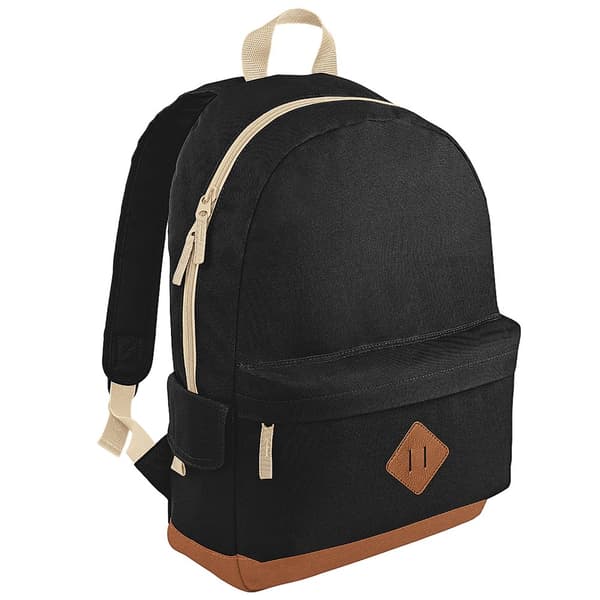 Bagbase Heritage Retro ryggsäck / ryggsäck / väska (18 liter) Black One Size