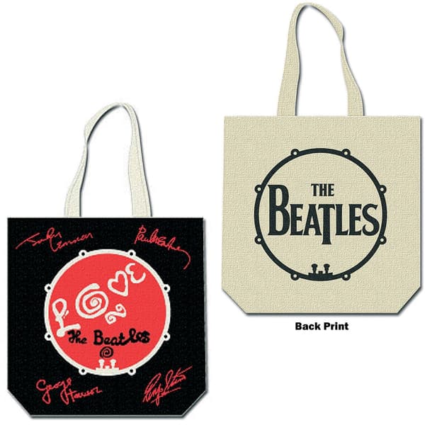 The Beatles Cotton Tote Bag: Love Drum (Back Print)