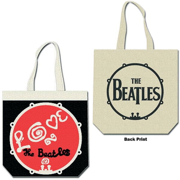The Beatles Cotton Tote Bag: Love Drum (Back Print)