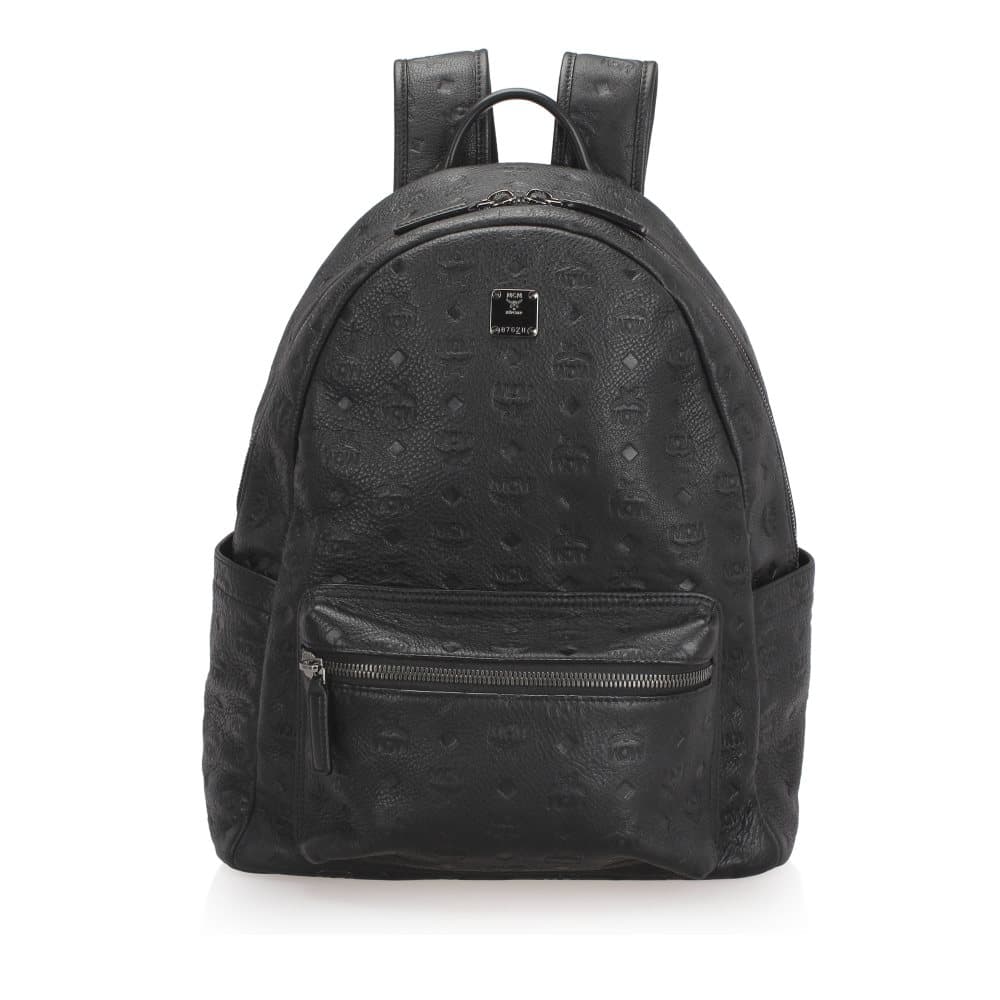 MCM Visetos Stark Leather Backpack Black