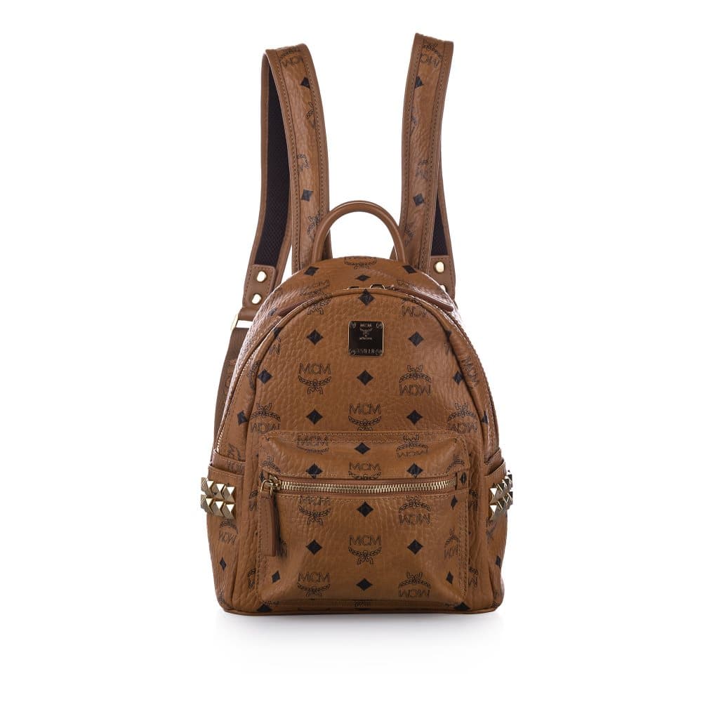 MCM Visetos Leather Backpack Brown