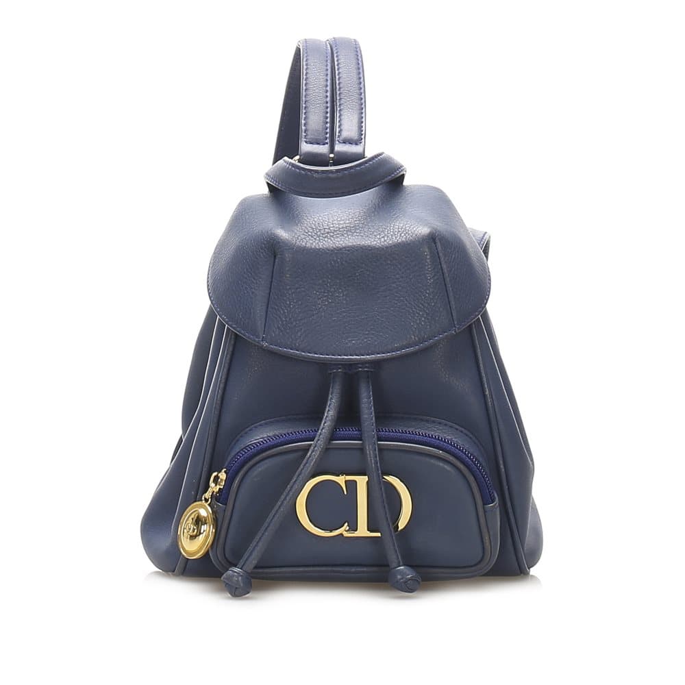 Dior Mini Logo Leather Backpack Blue