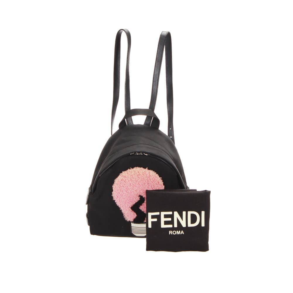 Fendi Mini Shearling Light Bulb Backpack Black