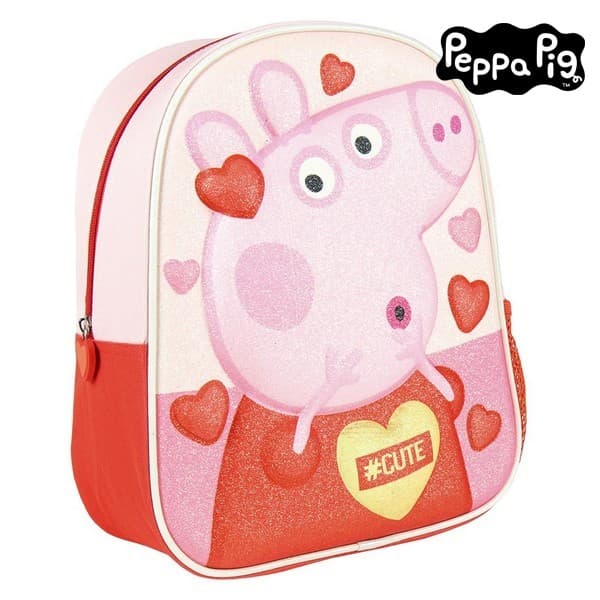 Barnryggsäck 3D Peppa Pig Rosa Röd
