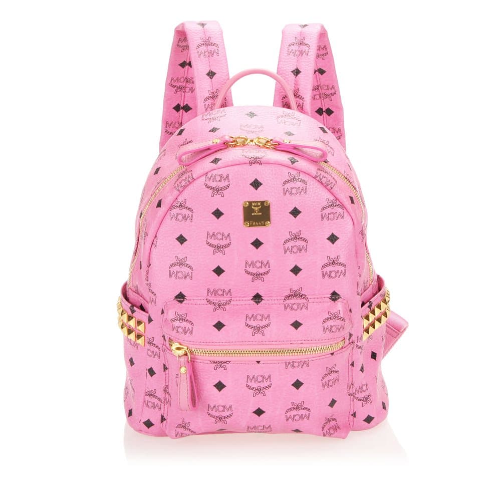 MCM Visetos Leather Backpack Pink