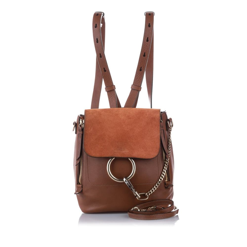 Chloe Faye Leather Backpack Brown