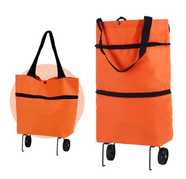 Indkøbspose med hjul orange One-size