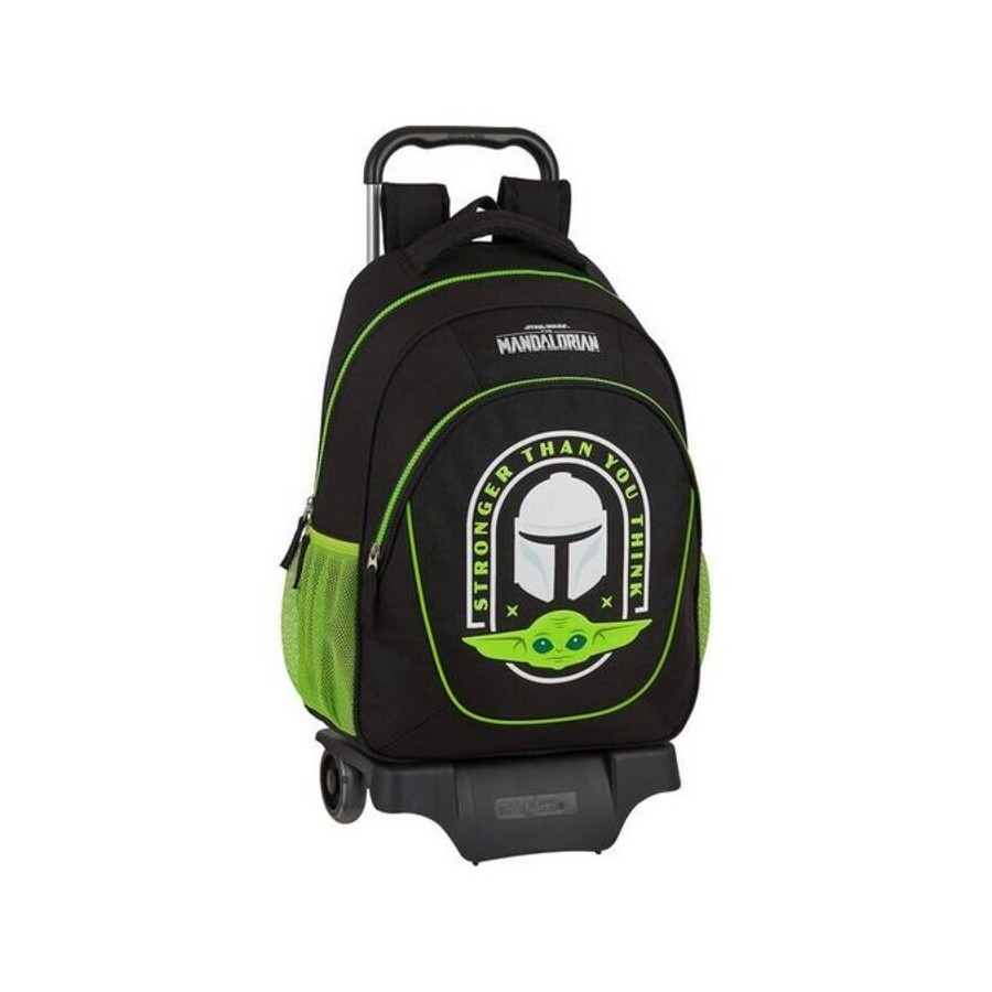 Skolväska med hjul 905 The Mandalorian Svart Grön