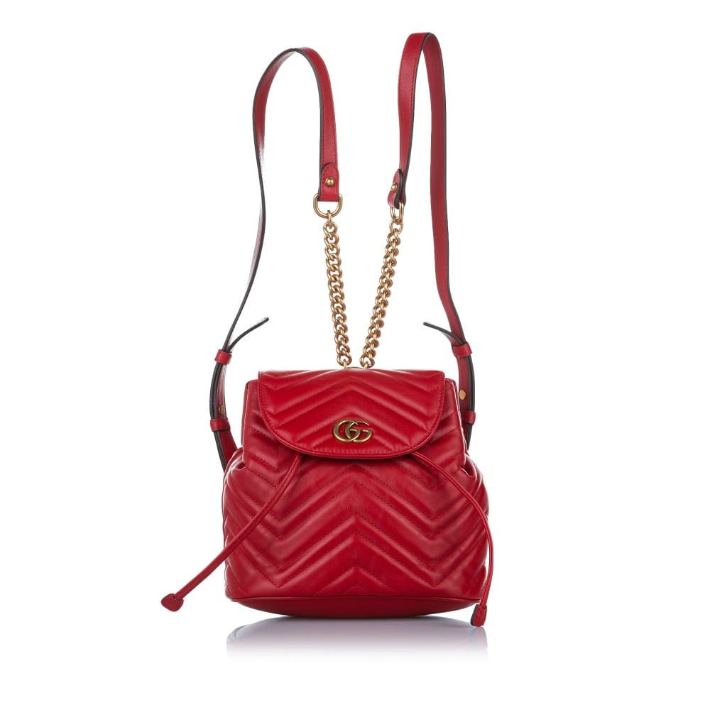 Pre-owned Gucci GG Marmont Backpack Red