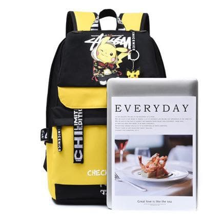 Pokemon Ryggsäck Vattentät Skolväska med USB och Hörlursuttag