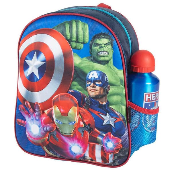 Avengers 3D ryggsekk 31 cm med flaske veske skolesekk hulk