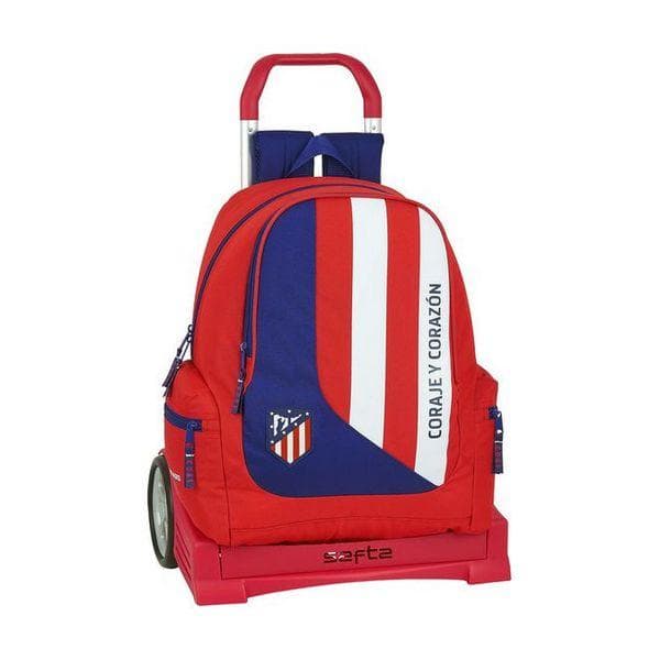 Skolväska med hjul Evolution Atlético Madrid Neptuno Blå Röd/Vit