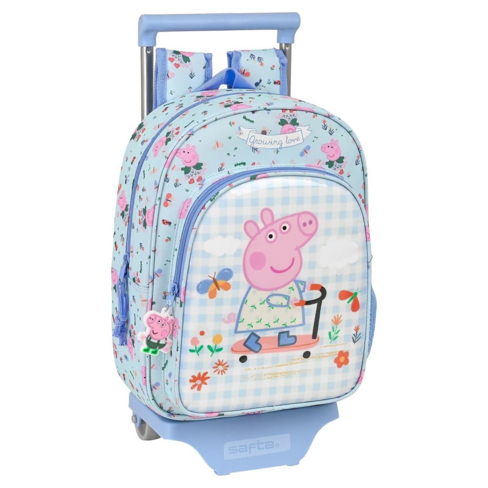 Skolväska med hjul Urban Farmer Peppa Pig Multicolour Ljusblå (26 x 11 x 67 cm)