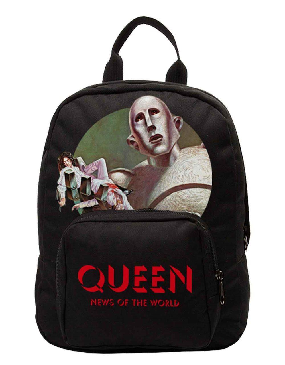 Queen Backpack Bag News Of The World Band Logo Official Black Small One Size