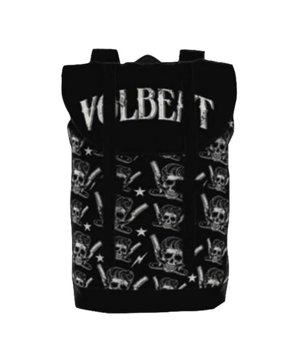 Volbeat Backpack Heritage Bag Barber Skull Band Logo allover Official Black One Size