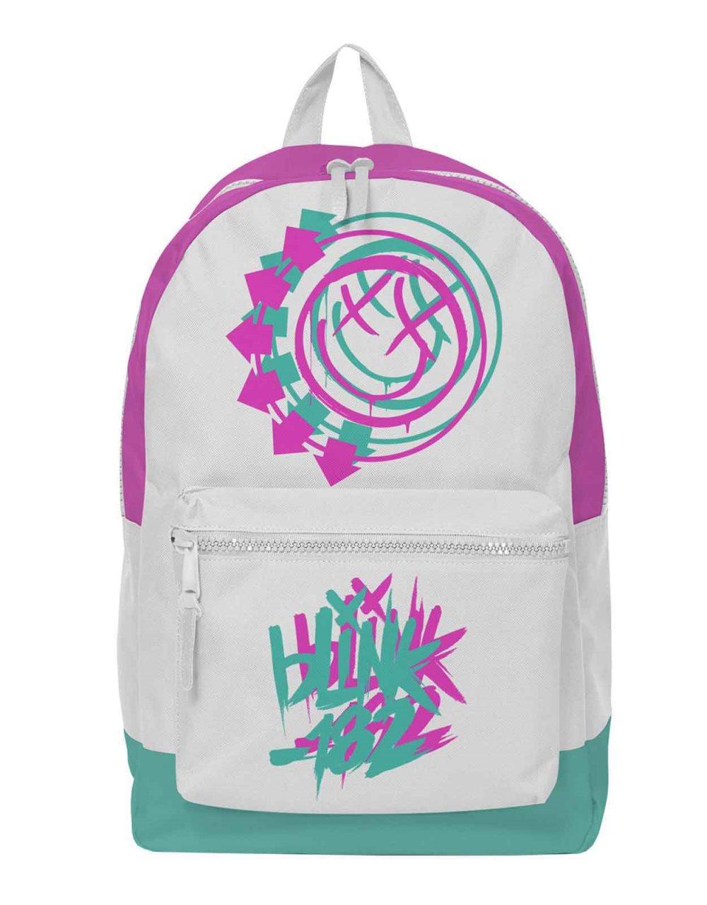 Blink 182 Backpack Bag Smiley Band Logo Official Rocksax White One Size