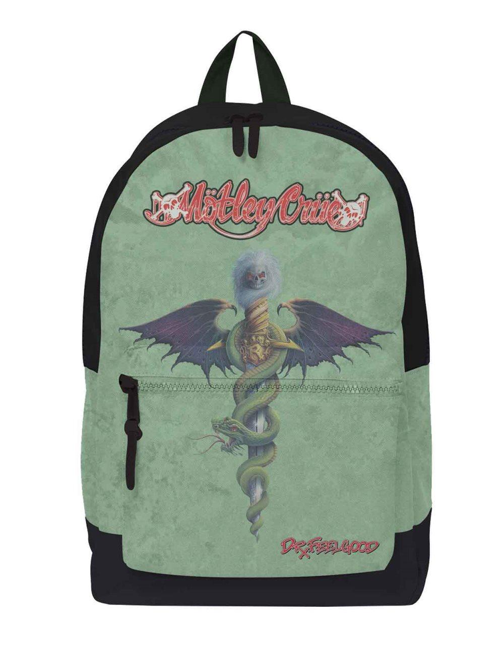 Motley Crue Backpack Bag Dr Feelgood Band Logo Official Rocksax Green One Size