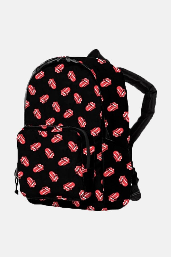 Rolling Stones Kids Backpack Tongue Band Logo Allover Print Official Black One Size