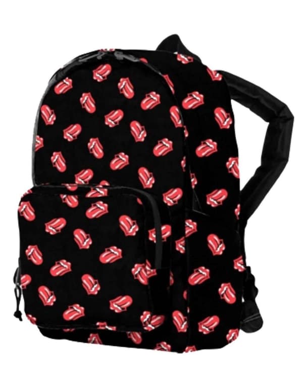 Rolling Stones Kids Backpack Tongue Band Logo Allover Print Official Black One Size