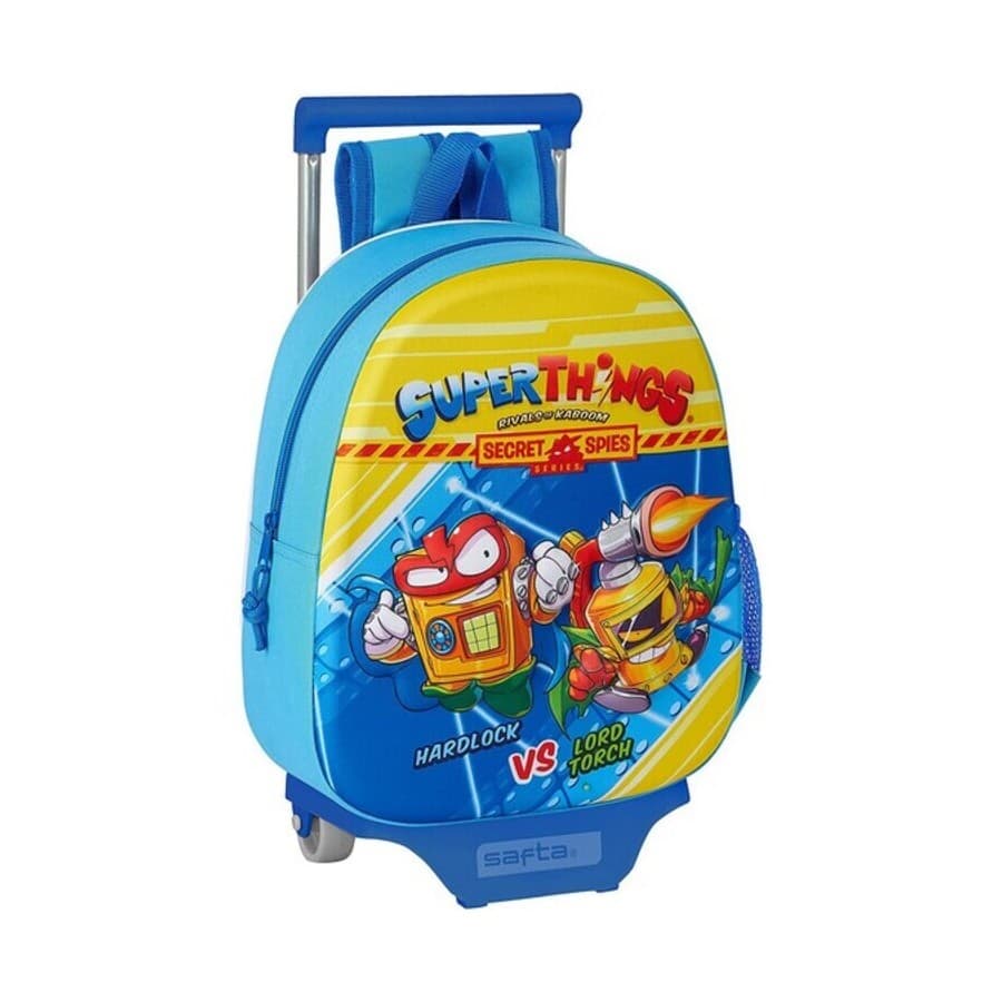 Skolryggsäck 3D med hjul SuperThings Ljusblå