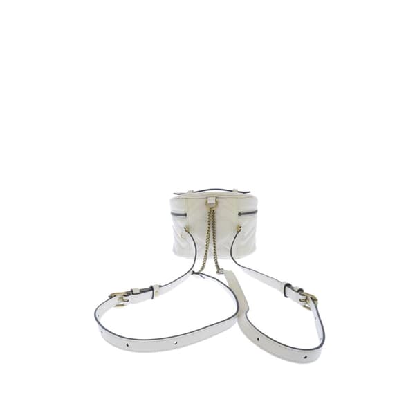 Pre-owned Gucci Mini GG Marmont Matelasse Leather Round Backpack White