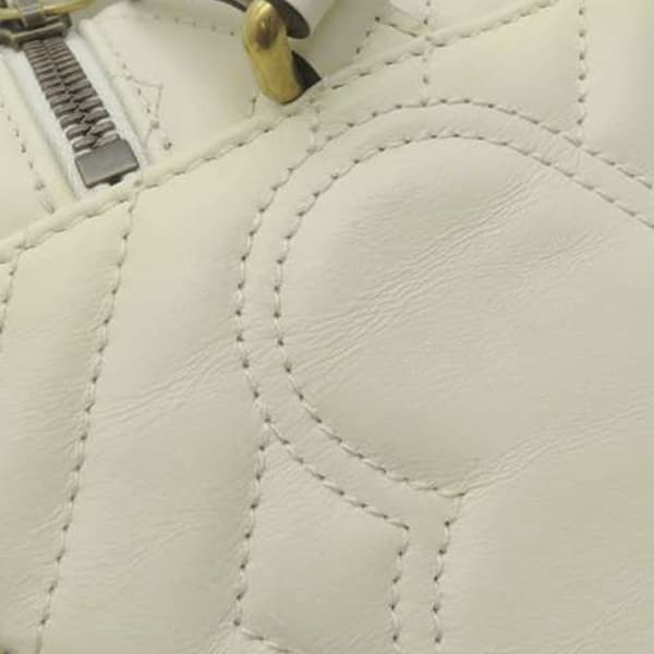 Pre-owned Gucci Mini GG Marmont Matelasse Leather Round Backpack White