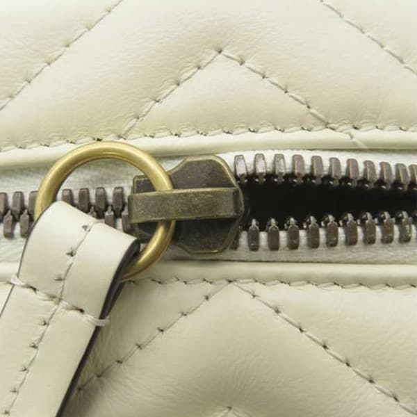 Pre-owned Gucci Mini GG Marmont Matelasse Leather Round Backpack White