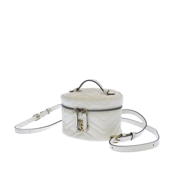 Pre-owned Gucci Mini GG Marmont Matelasse Leather Round Backpack White